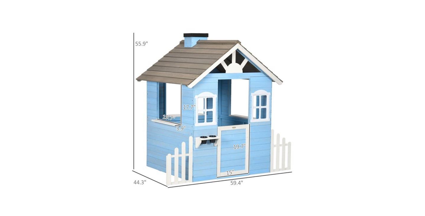 Детская игрушка Slickblue Kids Wooden Playhouse, Ages 3-7, цвет: Синий — фото 3