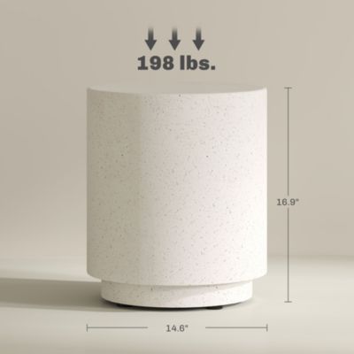 Accent Table with Concrete Finish, Round Side Table, Light