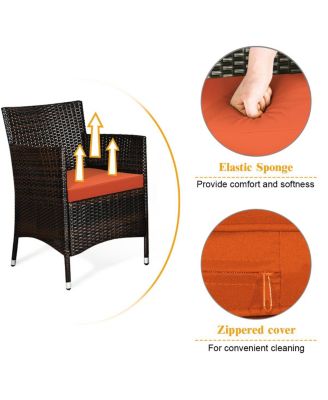 4 Pieces Comfortable Outdoor Rattan Sofa Set with Glass Coffee Table