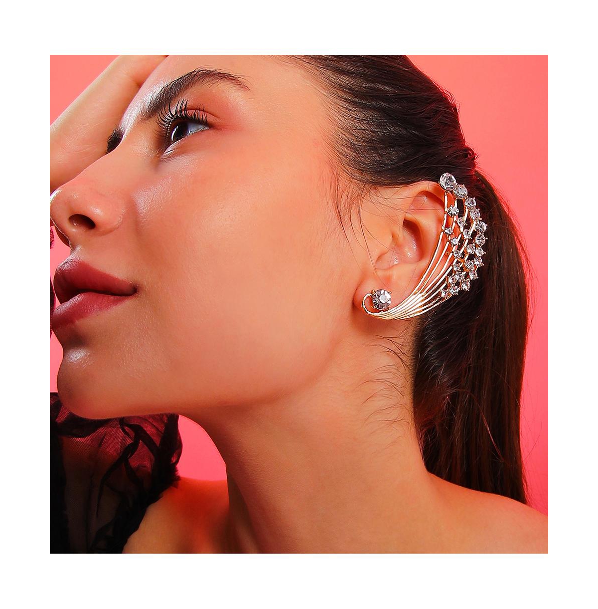Sohi Women's Tiered Cuff Earring In Gold