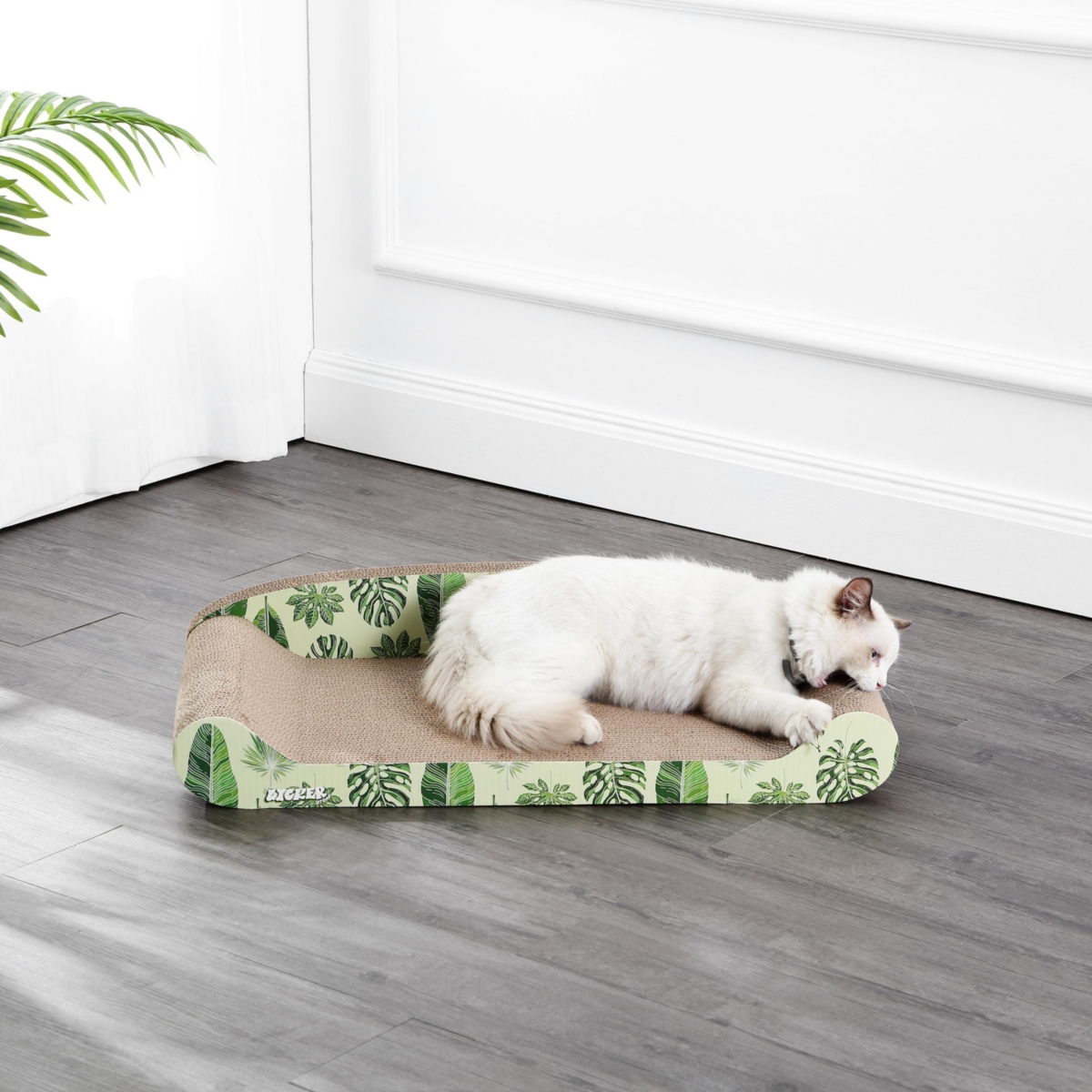 Montego 27.5" Coastal Patterned Cardboard Lounge Bed Cat Scratcher with Catnip