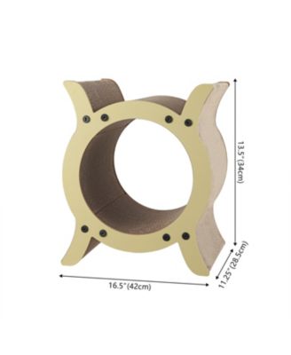 Nyan 16.5" Modern Cardboard Tunnel Cat Scratcher with Catnip, Almond