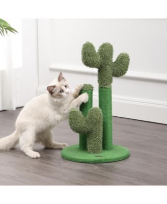 Marfa Modern Jute Triple-Cactus Cat Scratching Post with Fuzzy Toy