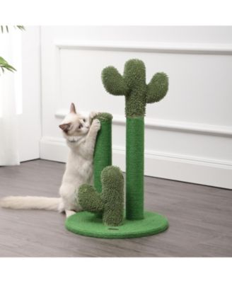 Marfa Modern Jute Triple-Cactus Cat Scratching Post with Fuzzy Toy