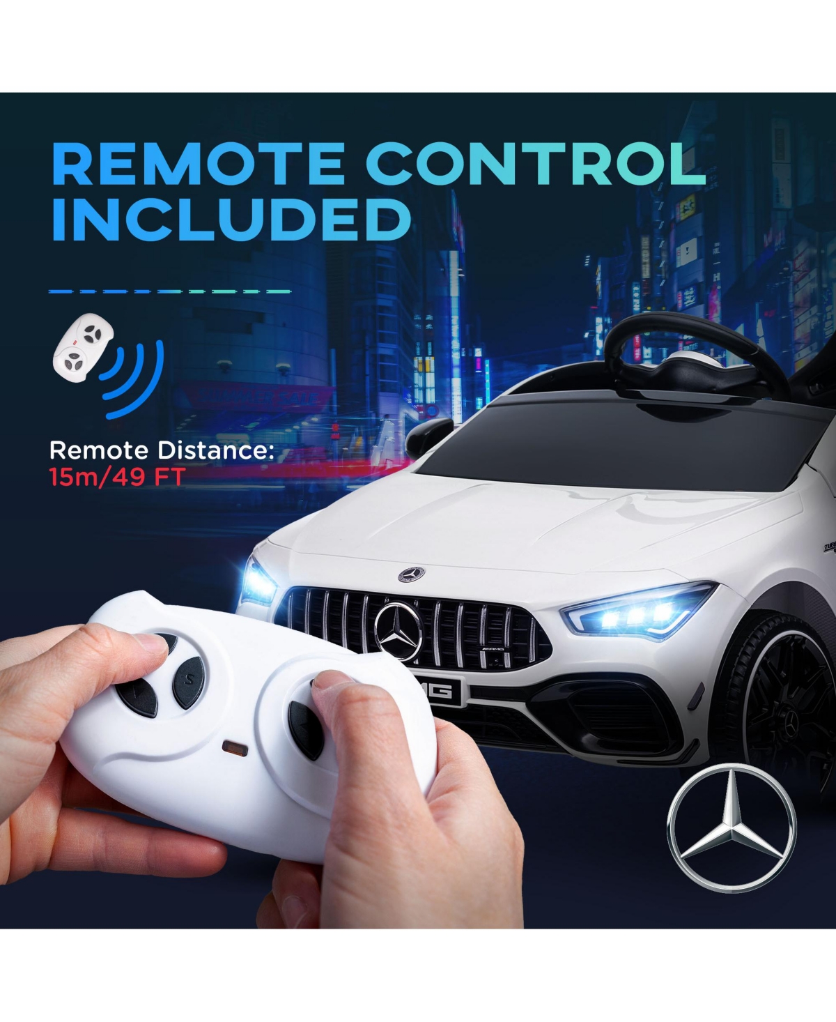 Qaba Mercedes-Benz Amg Licensed 12V Kids Ride on Car w/ Remote,- White