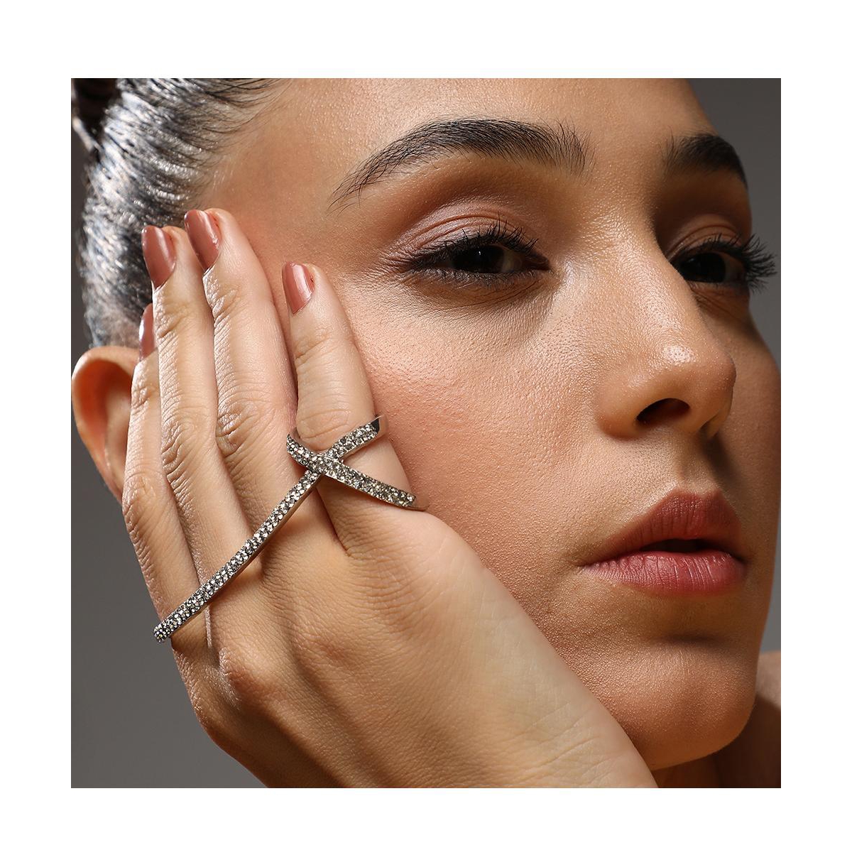 Sohi Intertwine Cocktail Ring In Silver