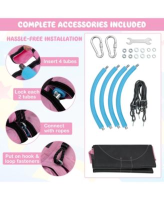 Kids 40 Inches Saucer Tree Swing Round with Adjustable Ropes and Carabiners-Pink