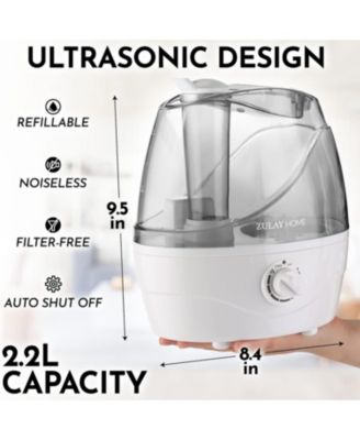 0.66-Gallon, 2.5 Liter Cool Mist Ultrasonic Humidifier for Home