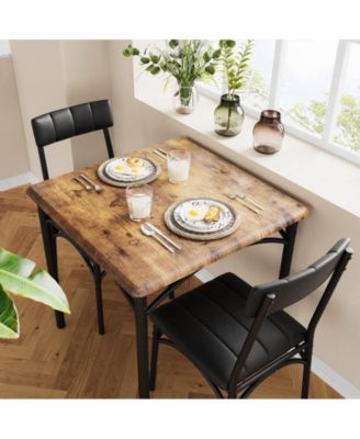 3 PC Wood Dining  Kitchen Table and Upholstered Chairs Table Set