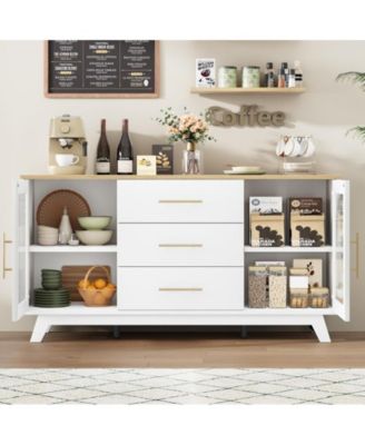 Coffer Bar Cabinet with 2 Doors,Sideboard Buffet Cabinet with 3 Drawers,Large Storage Cabinet for Kitchen Dining Room Living Room