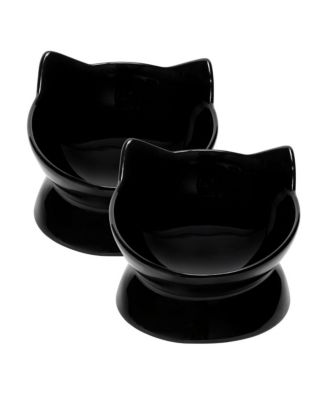 Set of two Oscar Collection Tilted Rasied Cat Dishes