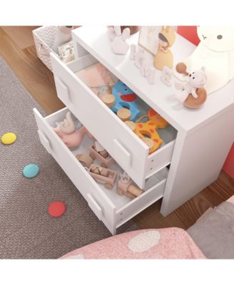 White Storage Dresser Organizer Nightstand With 2 Drawers