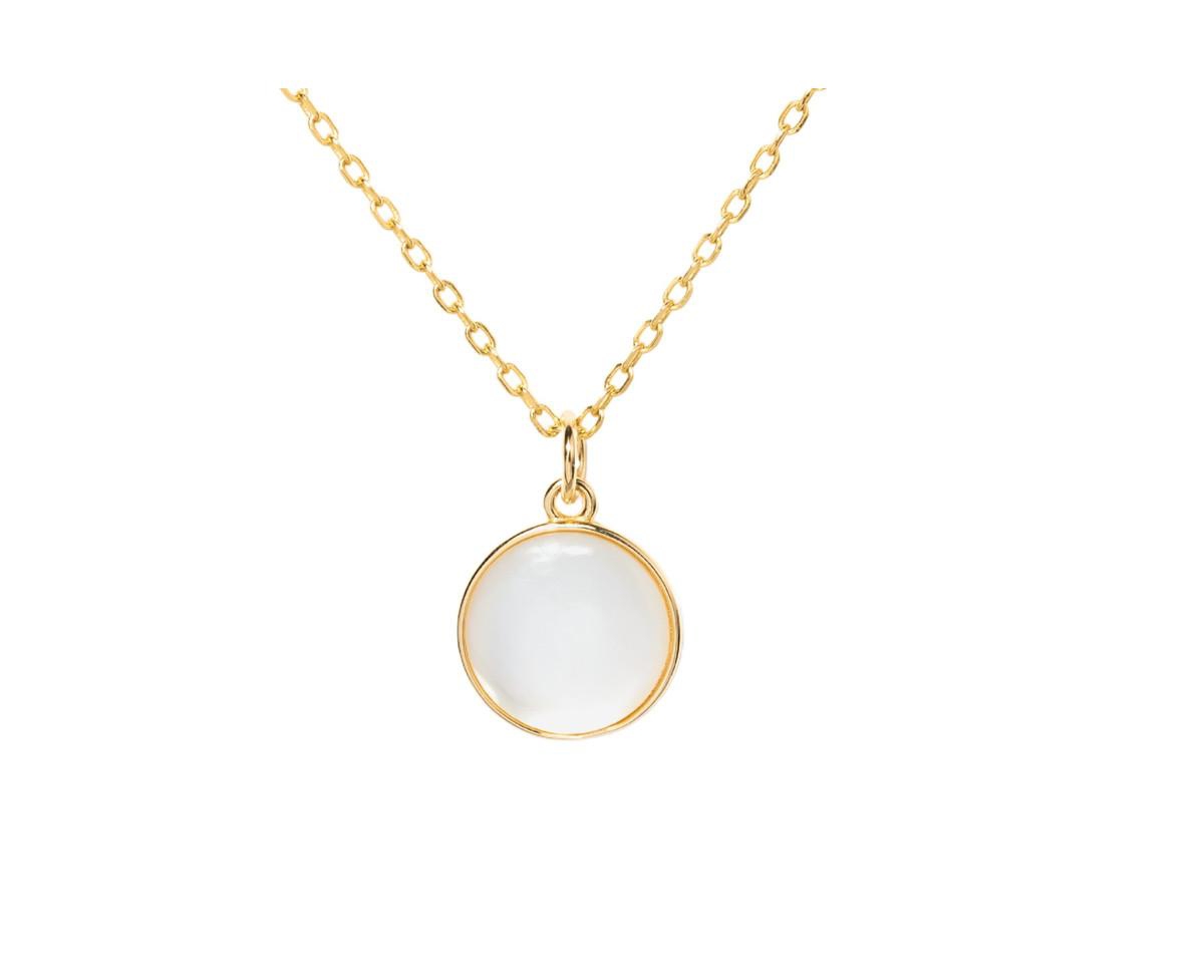 Mother of Pearl Moon Pendant Necklace in Sterling Silver - Full moon