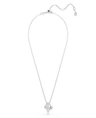 Round Cut, Sphere and Cube, White, Rhodium Plated Dextera Pendant Necklace