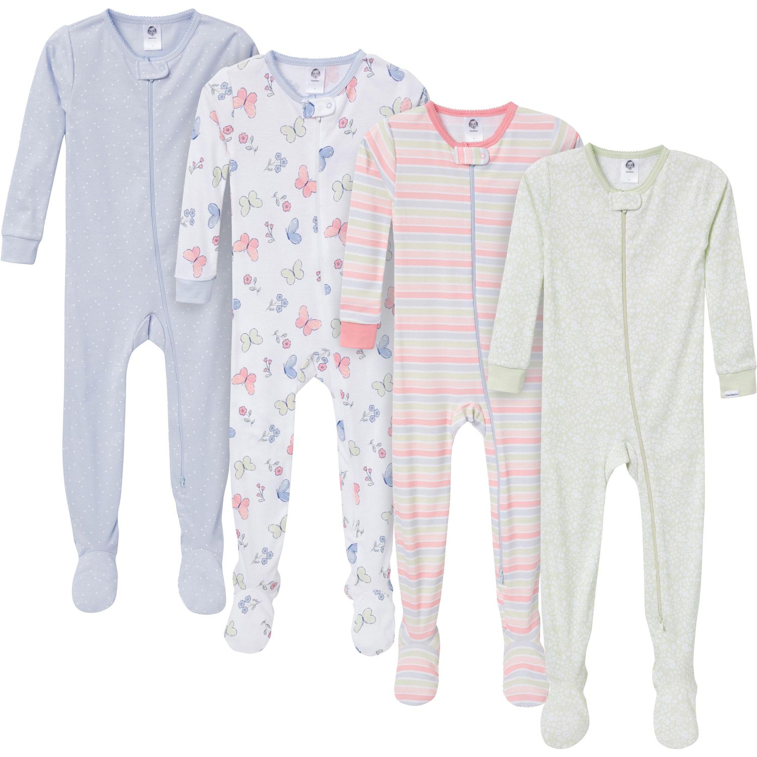 Toddler Girls' Snug Fit Footed Pajamas, 4-Pack, Dogs