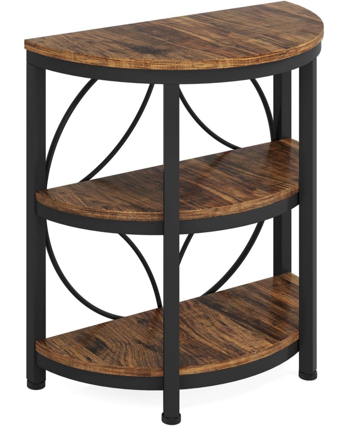 Tribesigns Half Circle Side & End Table with Storage Shelf & Metal Frame, 26-Inch Tall Half Moon Table, Narrow Nightstand