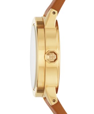 Tory Burch Women's Gigi Luggage Leather Strap Watch 28mm
