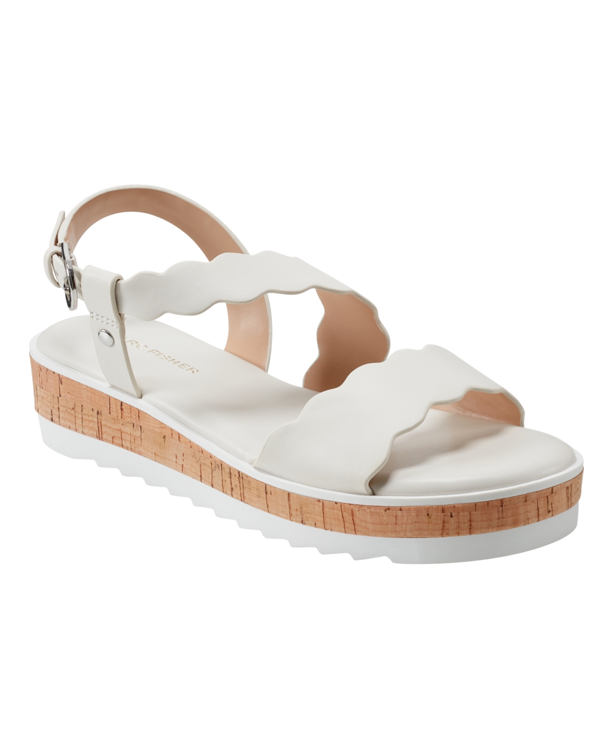 Marc Fisher Women s Grandie Treaded Flatform Wedge Sandals Silver Smart Closet