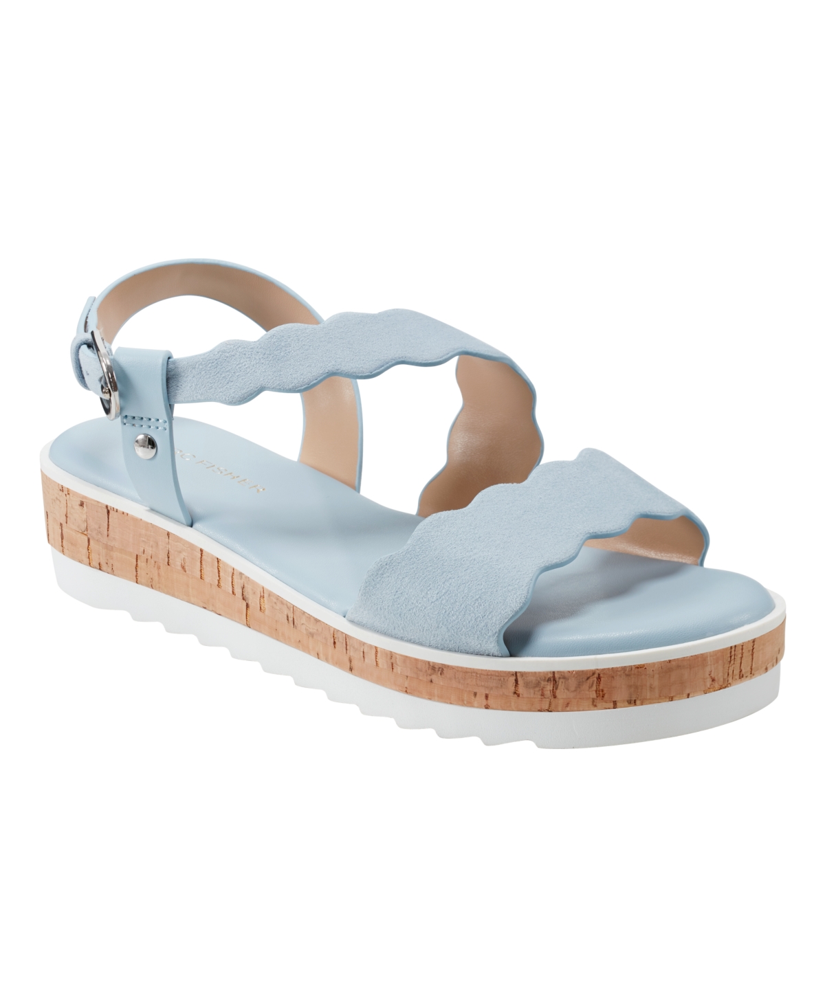Marc Fisher Women's Gabrey Asymmetrical Strap Platform Sandals In Light Blue