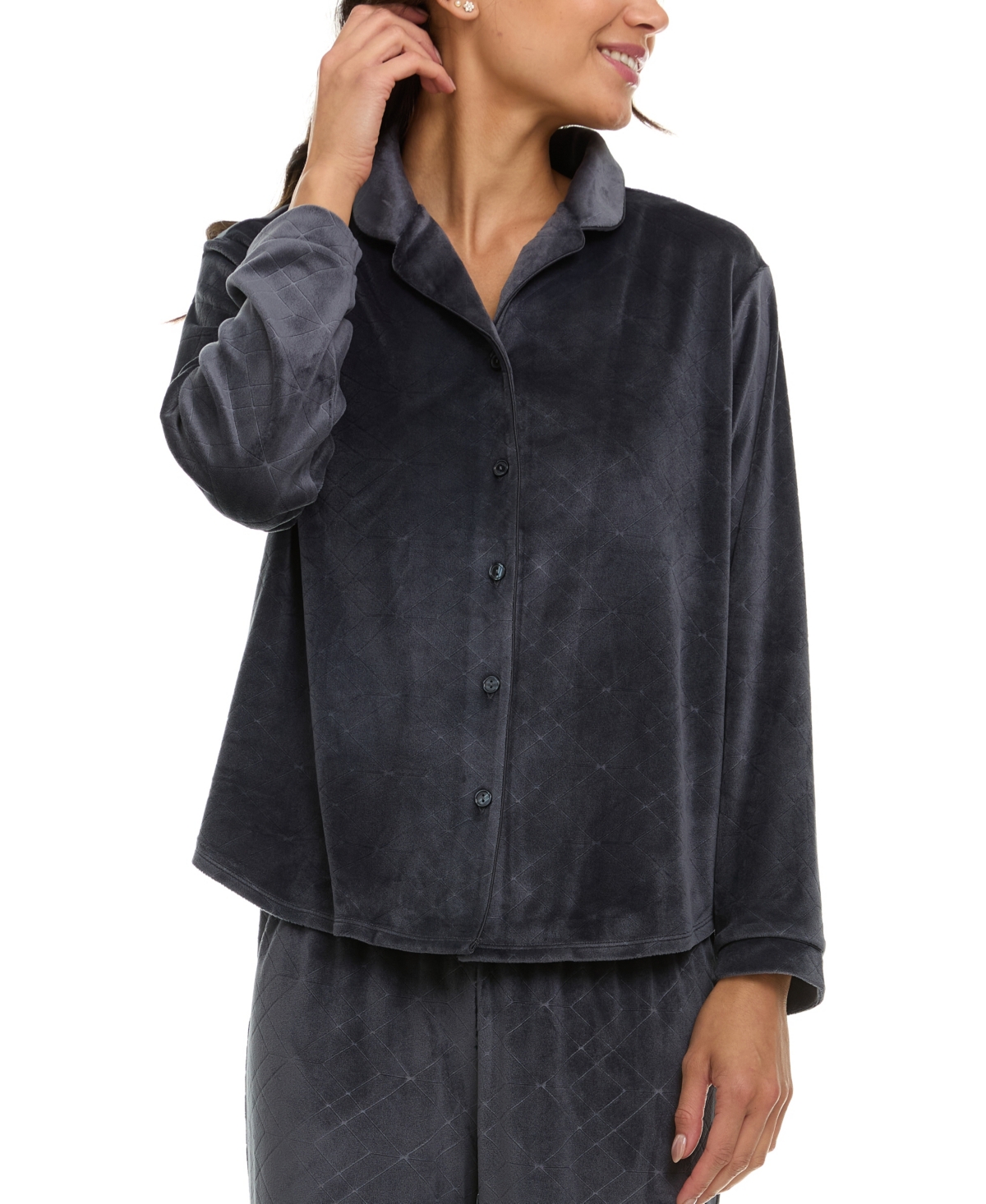Flora by Flora Nikrooz Women's Addie Printed Velour Long Sleeve Pajama Set