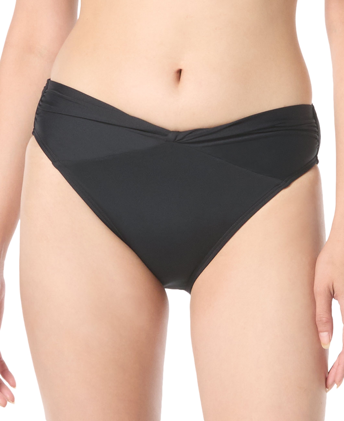 Women's Twist-Waist Mid-Rise Bikini Bottoms - Black