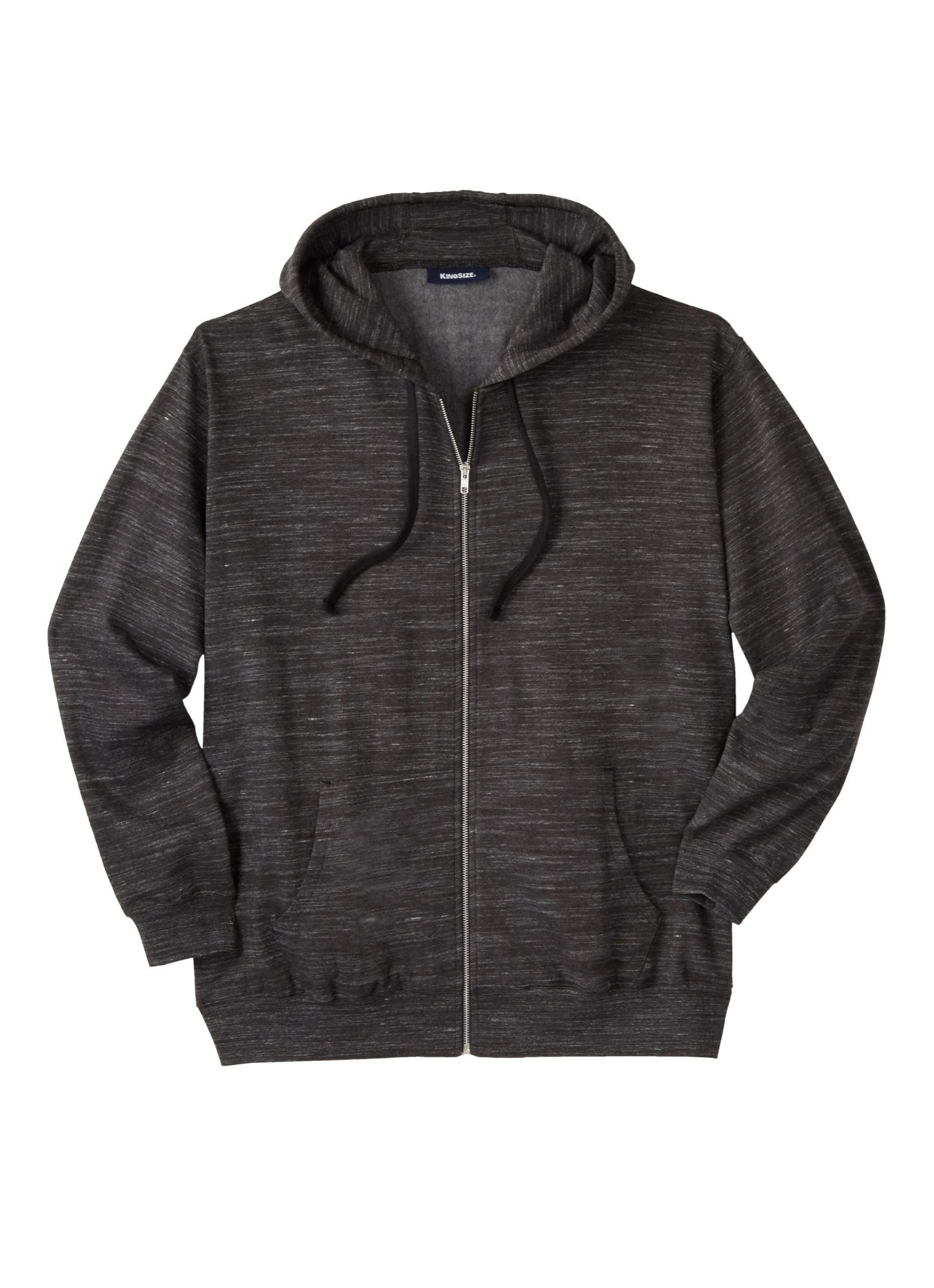 Мужское худи KingSize Fleece Zip-Front, цвет: Чёрный белый меланжевый — фото 2