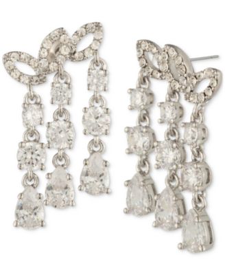 Givenchy - Silver-Tone Crystal Mixed Cut Fringe Drop Ear Climbers