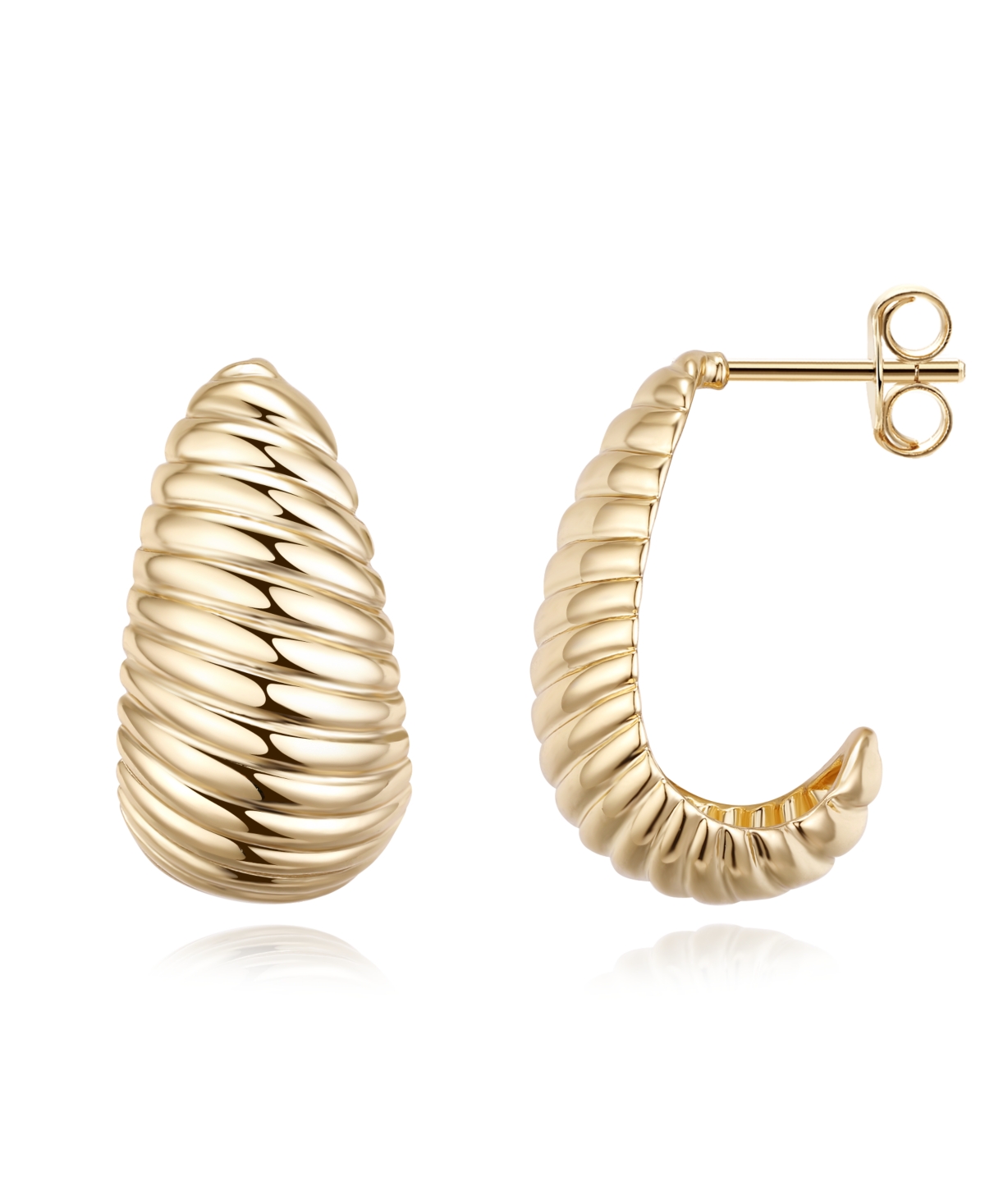 Macy's Stripe Design Dome Earrings In Gold