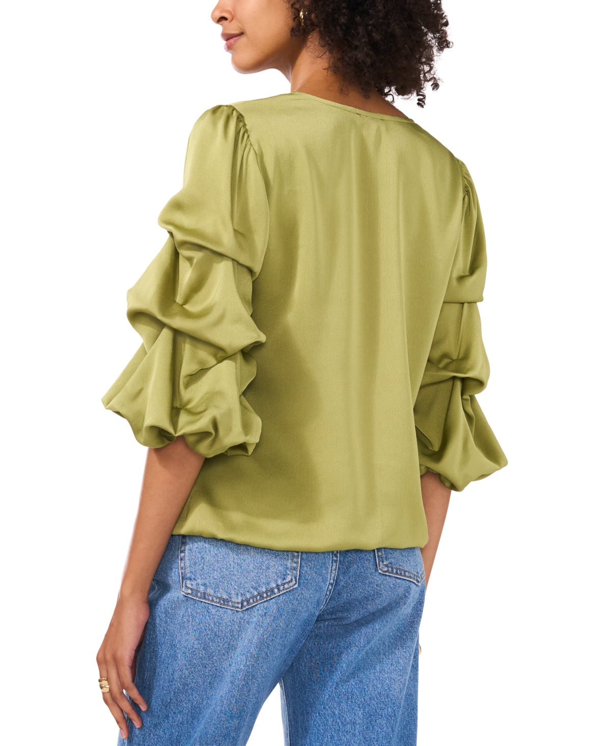 VINCE CAMUTO WOMEN'S V-NECK BUBBLE-SLEEVE TOP 