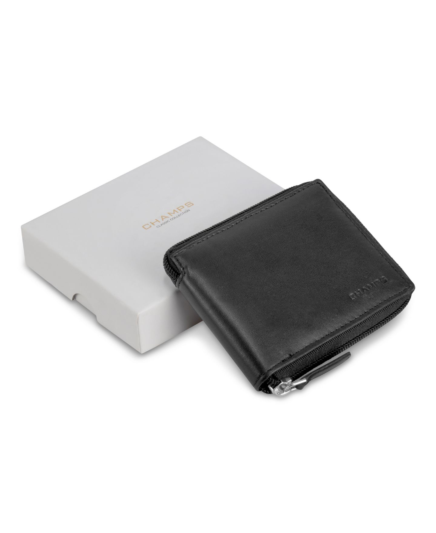 Мужской кошелёк CHAMPS Classic Collection Leather Zip-Around Wallet, цвет: Чёрный — фото 5