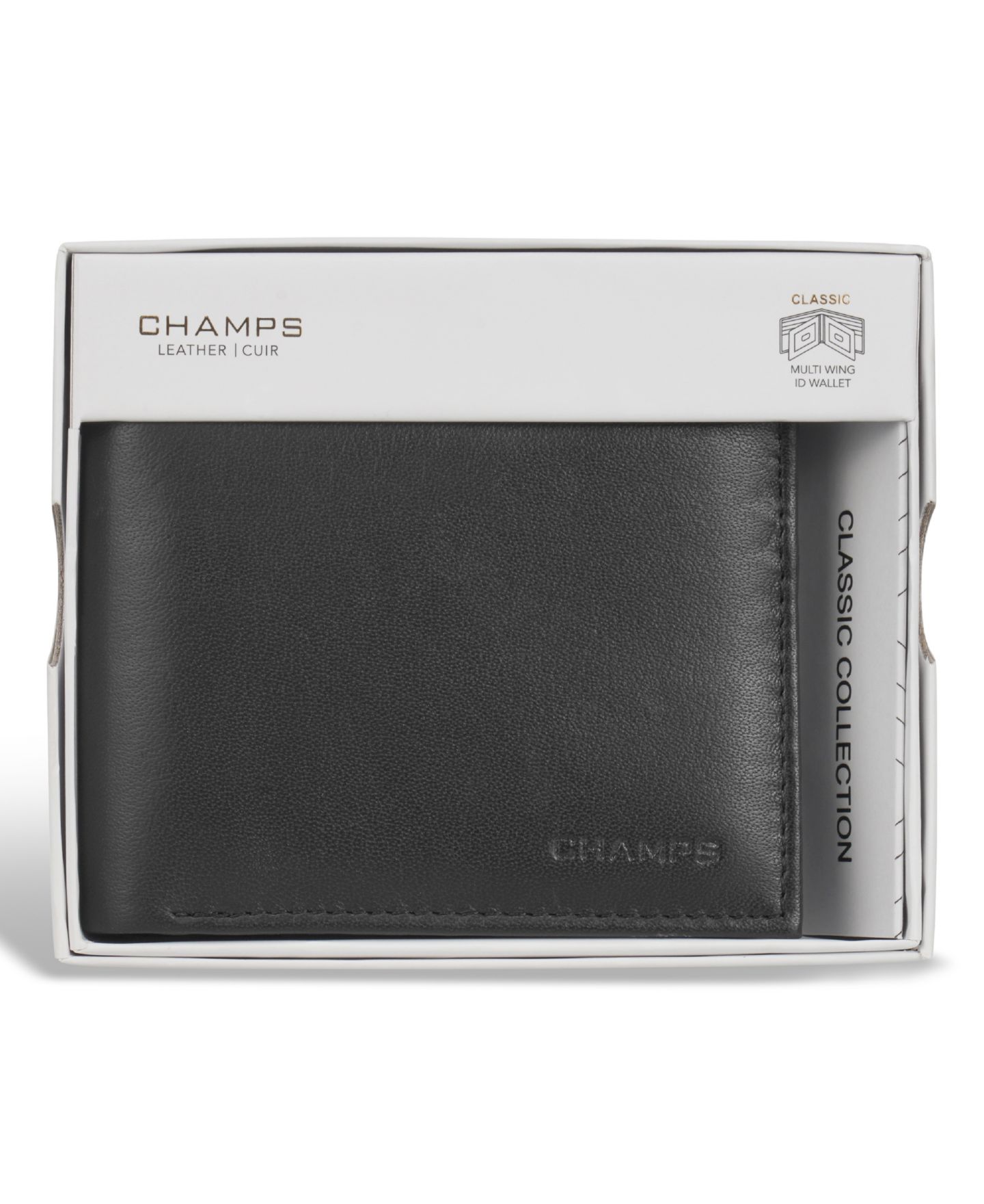 Мужской кошелёк CHAMPS Classic Collection Leather Multi-Wing Id Wallet, цвет: Чёрный — фото 6