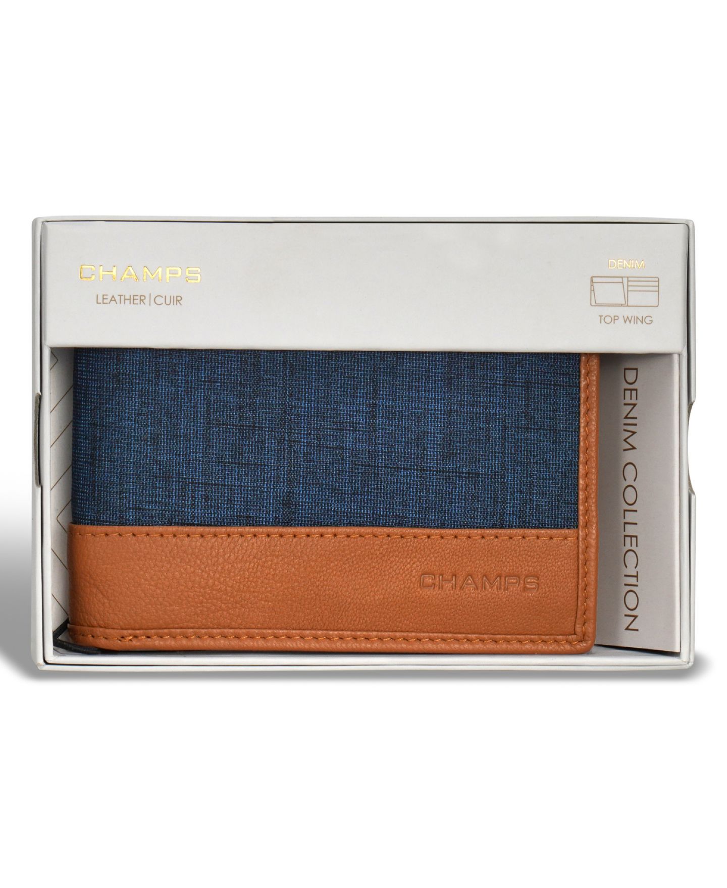 Мужской кошелёк CHAMPS Denim Collection Leather Top Wing Wallet, цвет: Чёрный — фото 11