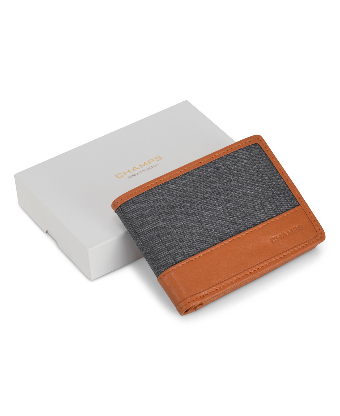 Мужской кошелёк CHAMPS Denim Collection Leather Center Wing Wallet, цвет: Чёрный — фото 5