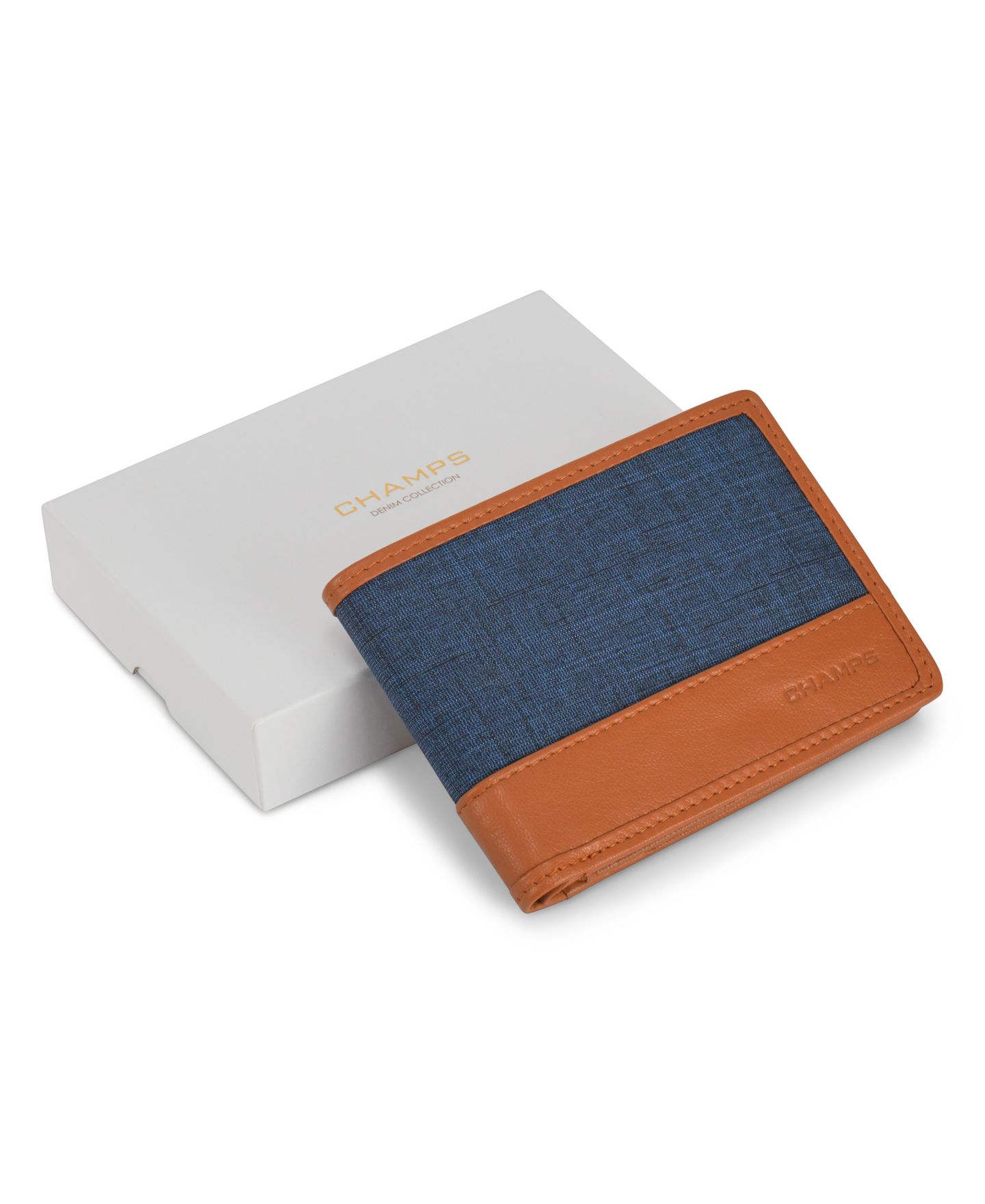 Мужской кошелёк CHAMPS Denim Collection Leather Center Wing Wallet, цвет: Чёрный — фото 10