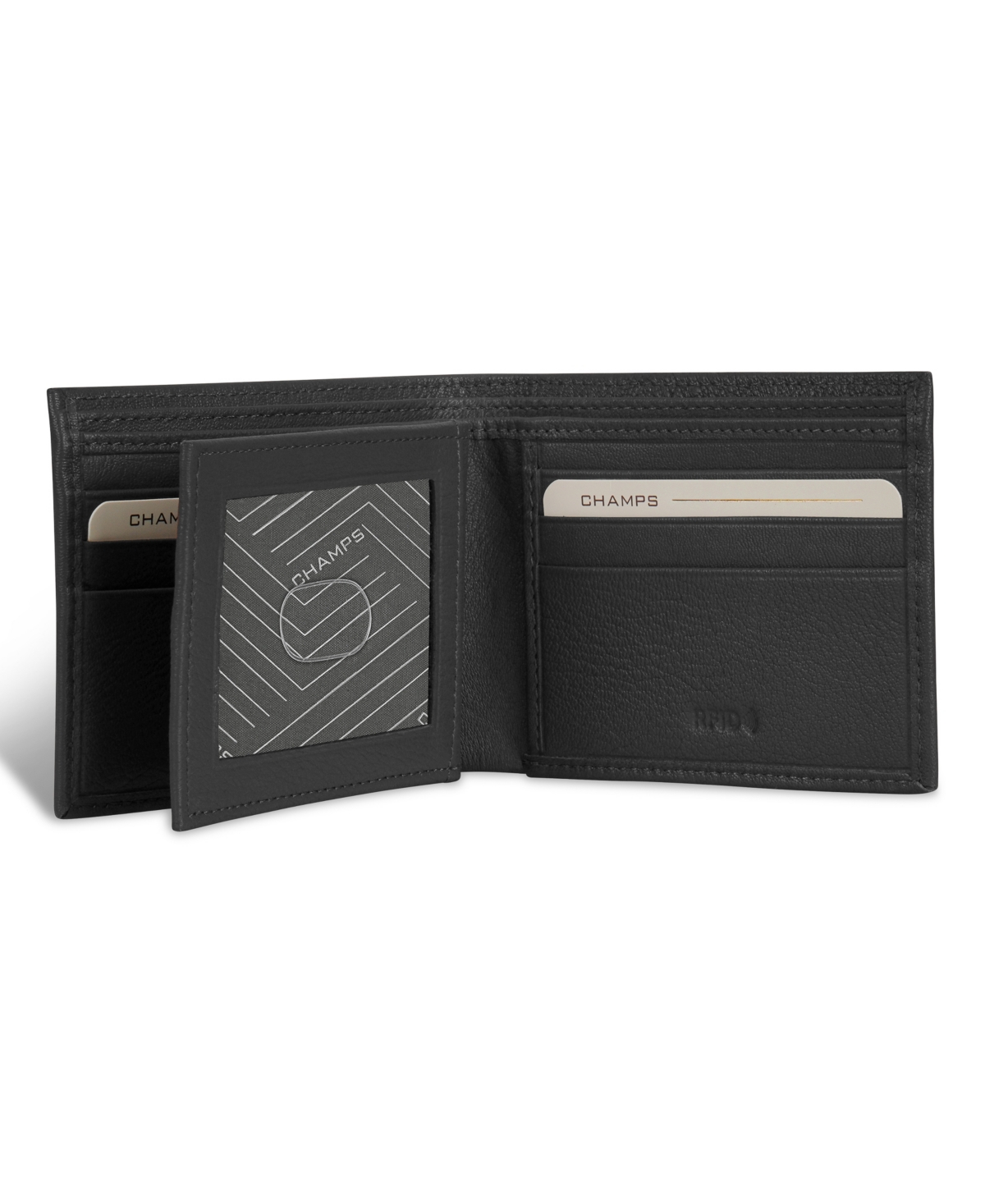 Shop Champs Men's Onyx Collection Leather Center Wing Wallet In Black