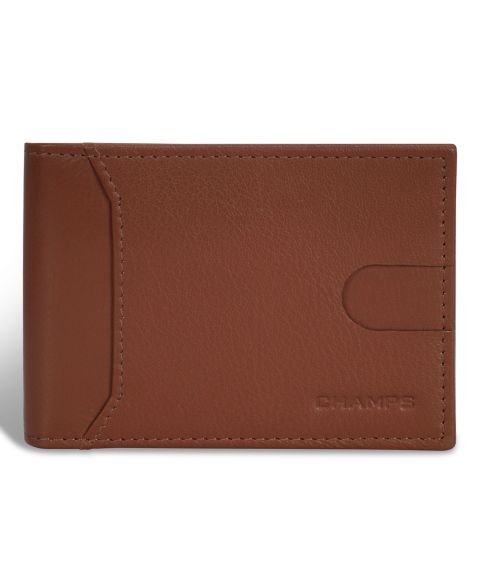CHAMPS Men's Onyx Collection Leather Bi-Fold Clip Wallet