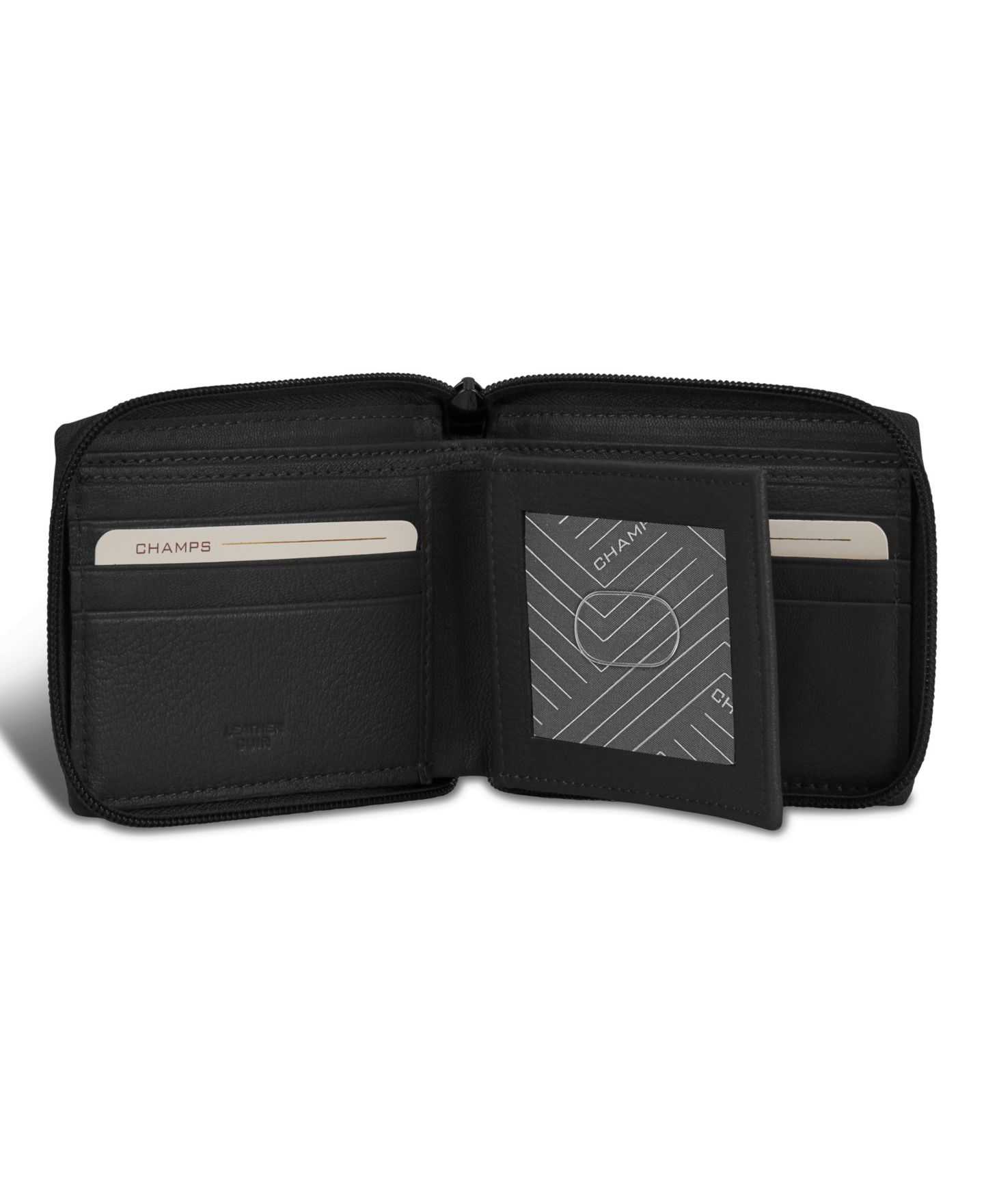 Мужской кошелёк CHAMPS Onyx Collection Leather Zip Around Wallet, цвет: Чёрный — фото 3