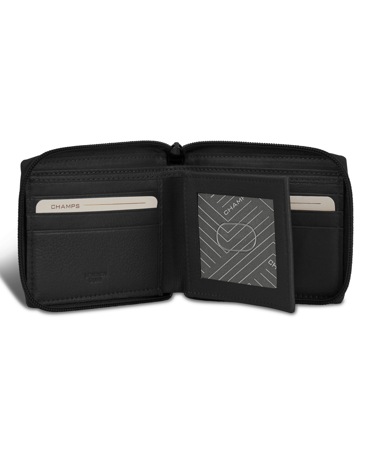 Shop Champs Men's Onyx Collection Leather Zip Around Wallet In Black