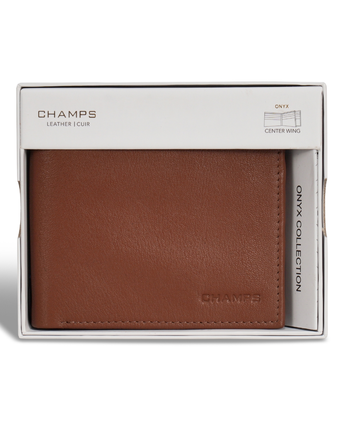 Shop Champs Men's Onyx Collection Leather Center Wing Wallet In Brown