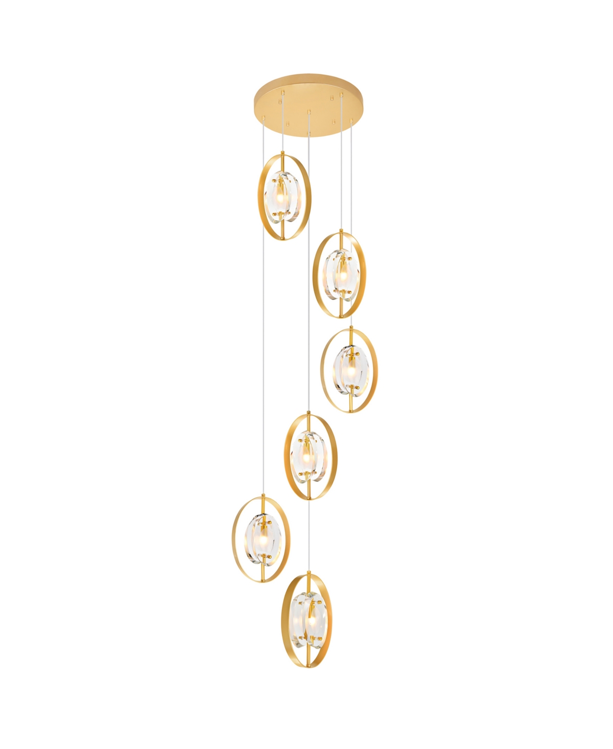Cwi Lighting 82" Metal Iris 6 Light Pendant In Sun Gold