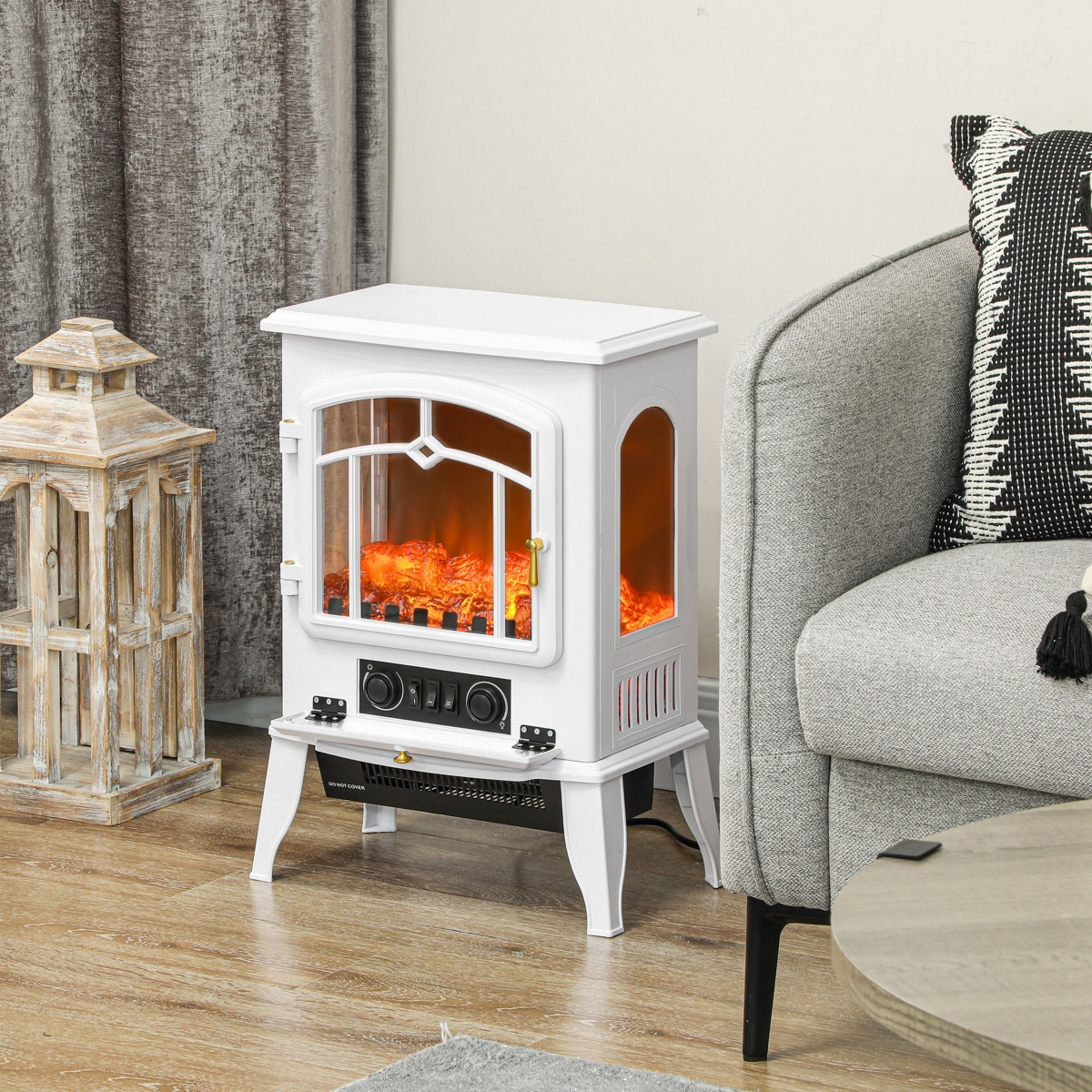 Homcom 22" Electric Fireplace Stove with 3-Sided Realistic Flame