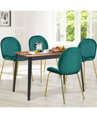 4PCS Velvet Dining Chair Accent Leisure Chair Armless Side Chair Green