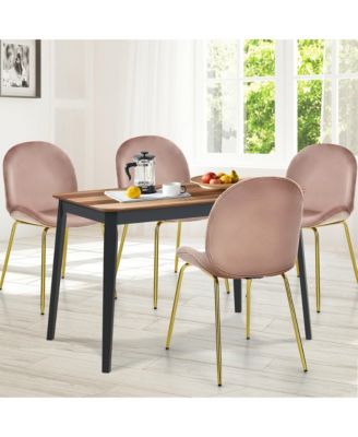 4PCS Velvet Dining Chair Accent Leisure Chair Armless Side Chair Green