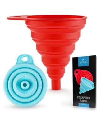 Silicone Space Saving Collapsible Funnel Set With Narrow Mouth