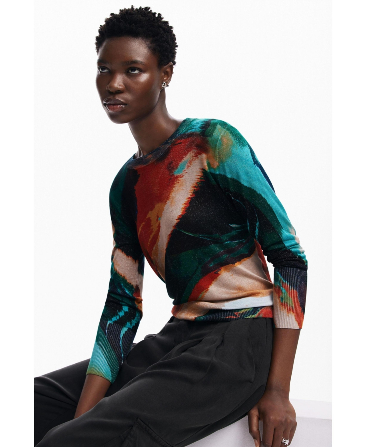 Desigual Women's Fine knit Arty faded sweater