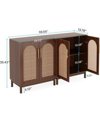 Set of 2 Accent Cabinet,59 Inch Rattan Sideboard Buffet Cabinet for Dining Room, Living Room, Kitchen