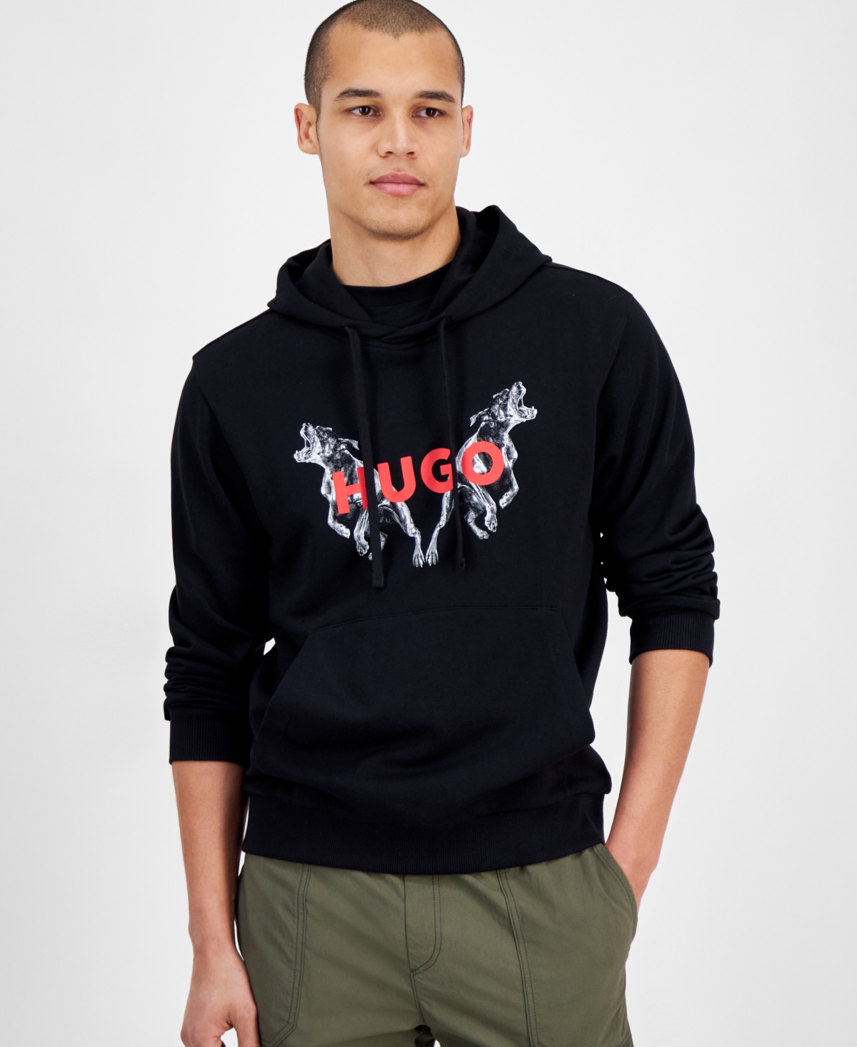 Men's Dueleyo Long Sleeve Howling Hounds Graphic Hoodie - Black