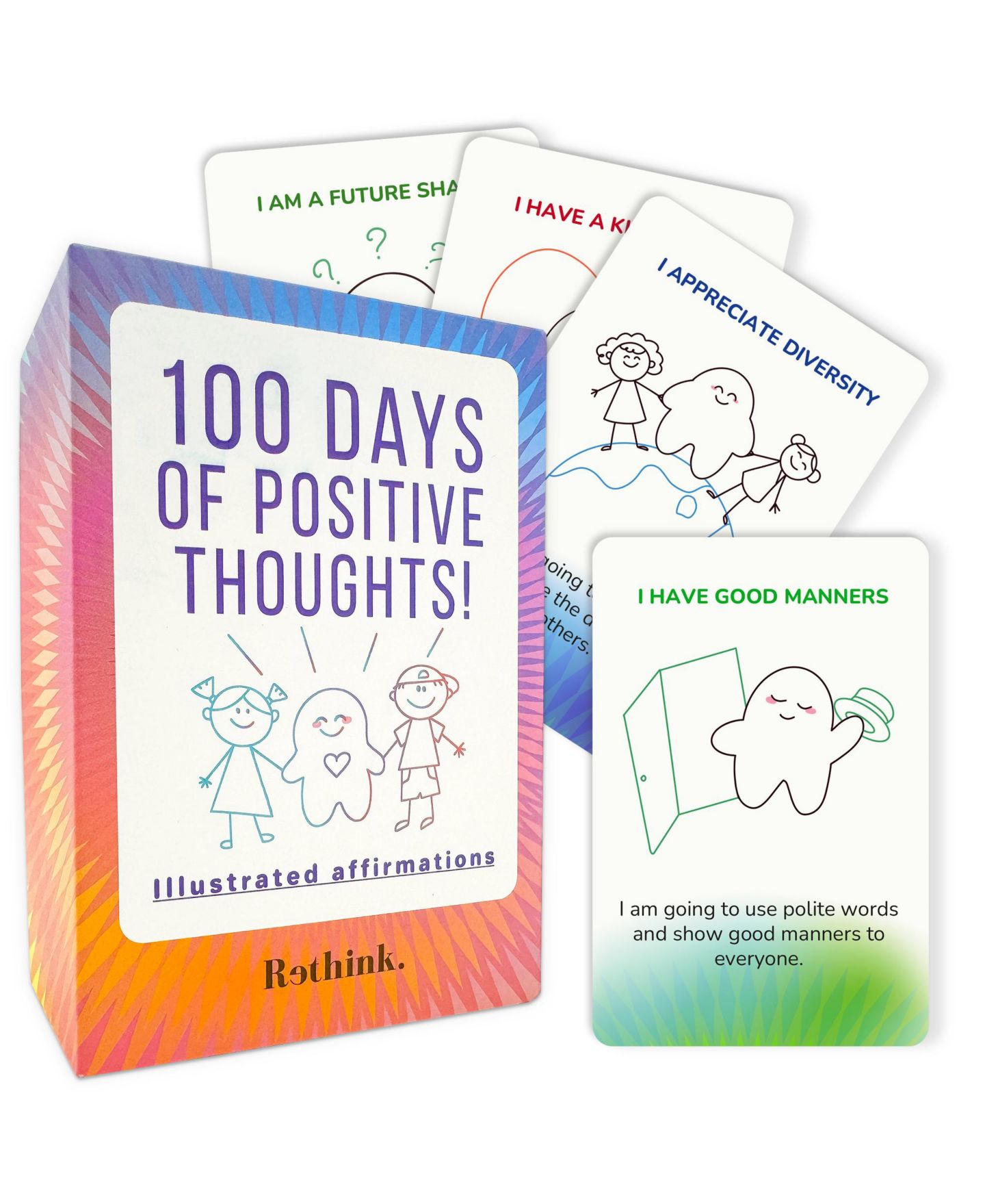 Детские карточные игры Quokka Rethink Affirmation Meditation Cards 100-Piece Card Game, Ages 3+ — фото 3