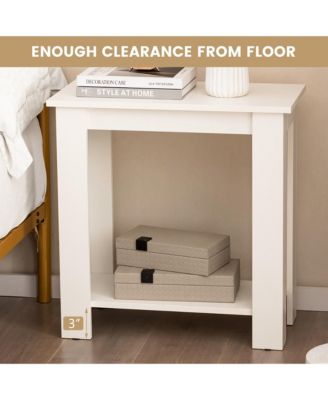 2 PCS 2-Tier End Table Modern Sofa Bedside Compact Nightstand with Storage Shelf