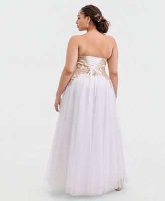Say Yes Trendy Plus Size Strapless Embellished Gown, Created for Macy's